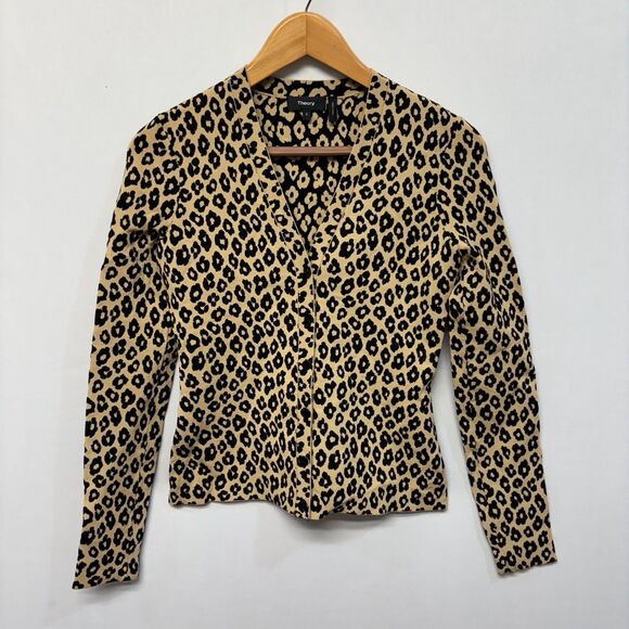 Theory Women Long Sleeve Knit Cardigan Sweater Size Small Animal Print D061 -19 - Picture 15 of 15